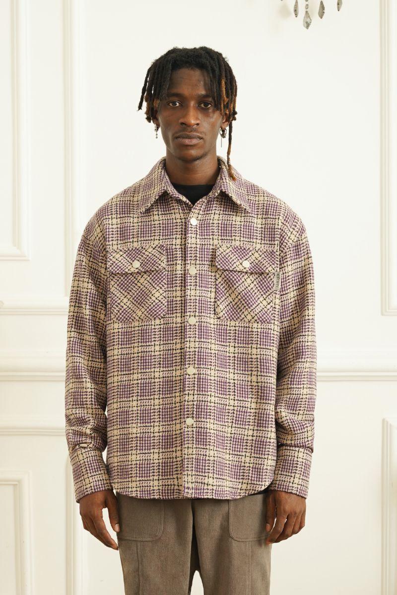 Empty Reference Plaid Woolen Shirt Jacket