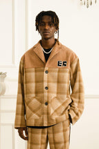 Empty Reference Khaki Plaid Corduroy Suit Jacket