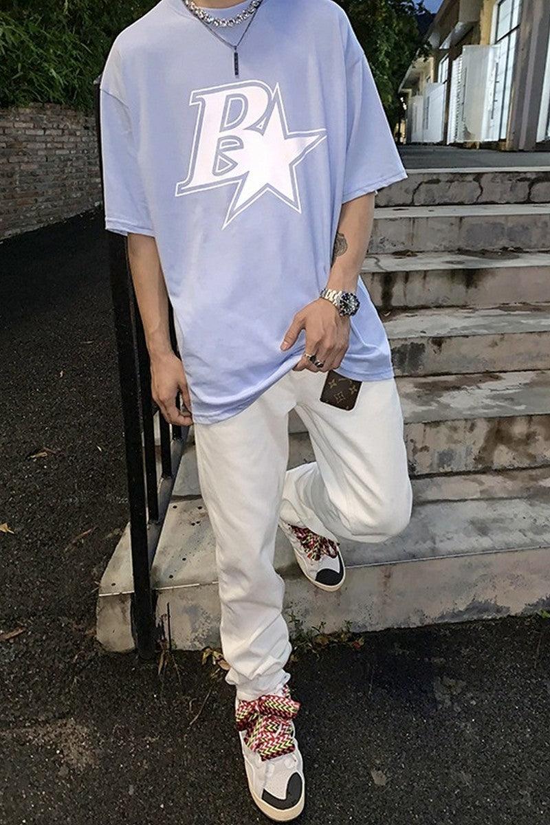 CZ White Straight Jeans