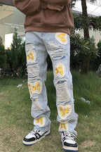 CZ Sunflowers Vintage Distressed Jeans