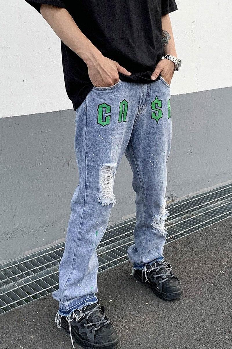 CZ Embroidered Cash Flared Jeans