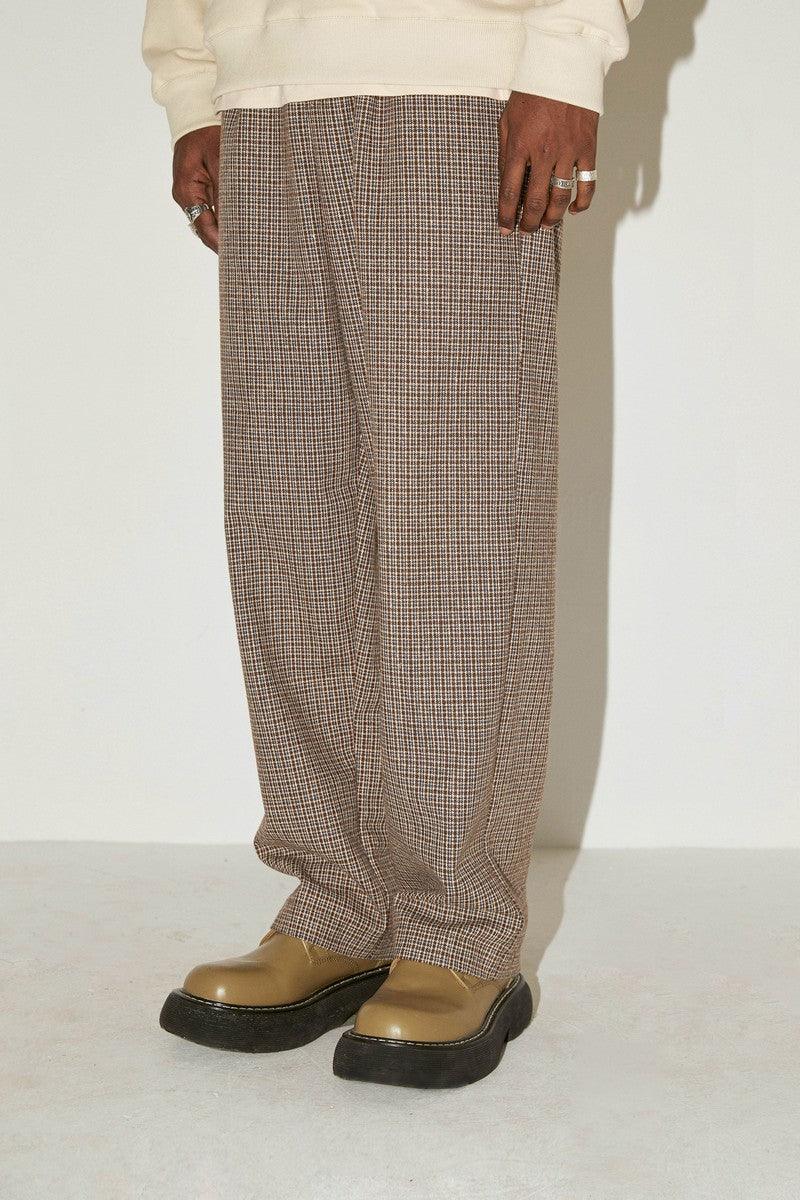 Empty Reference Plaid Woolen Straight Trousers