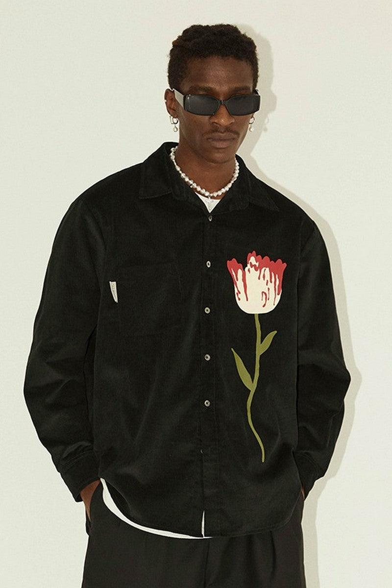 Empty Reference Tulip Print Corduroy L/S Shirt