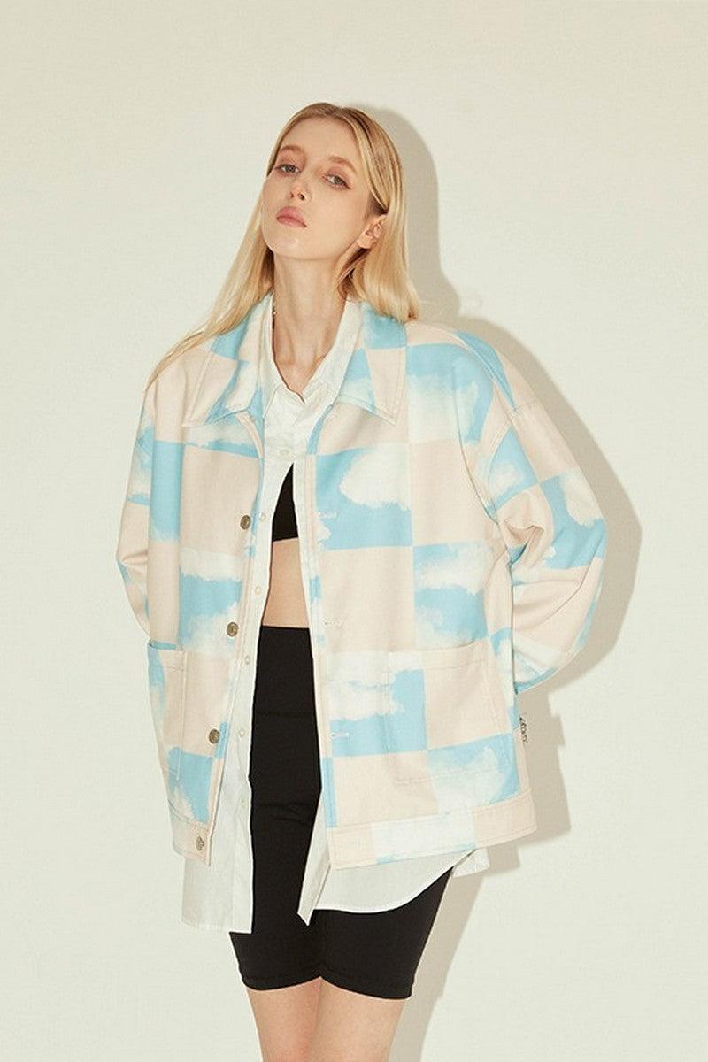 Empty Reference Clouds Print Coach Jacket