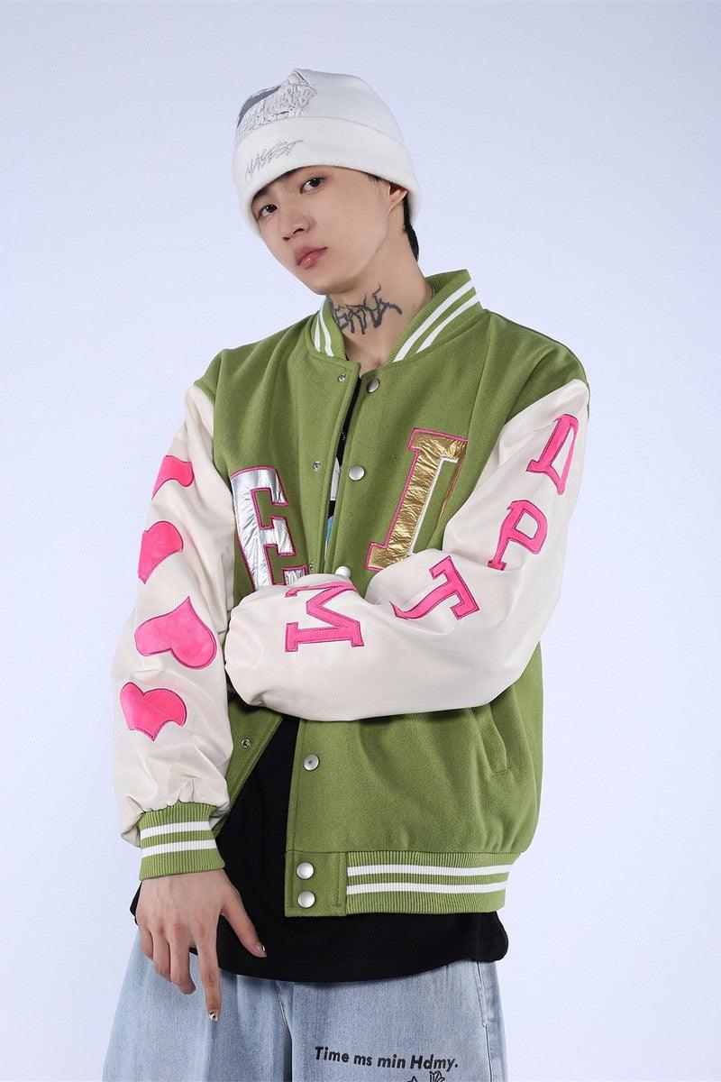 CZ Love Embroidered Varsity Jacket