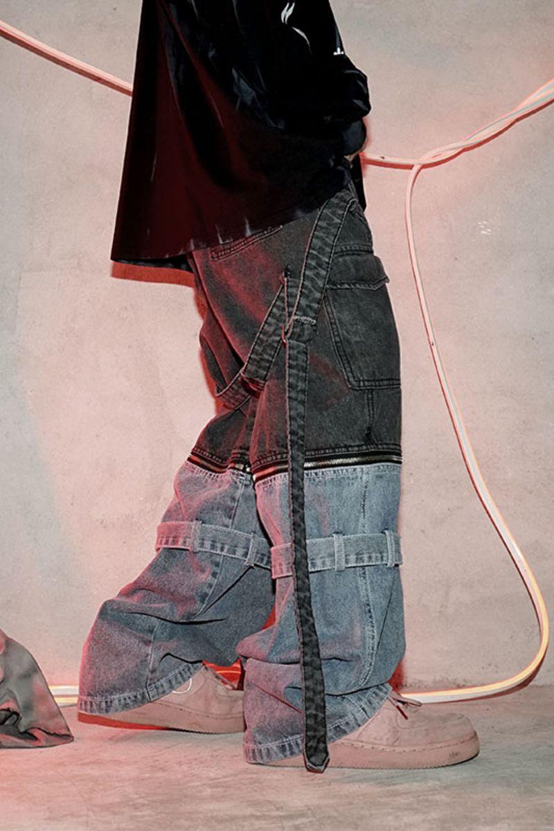 CZ Zipper Straps Jeans