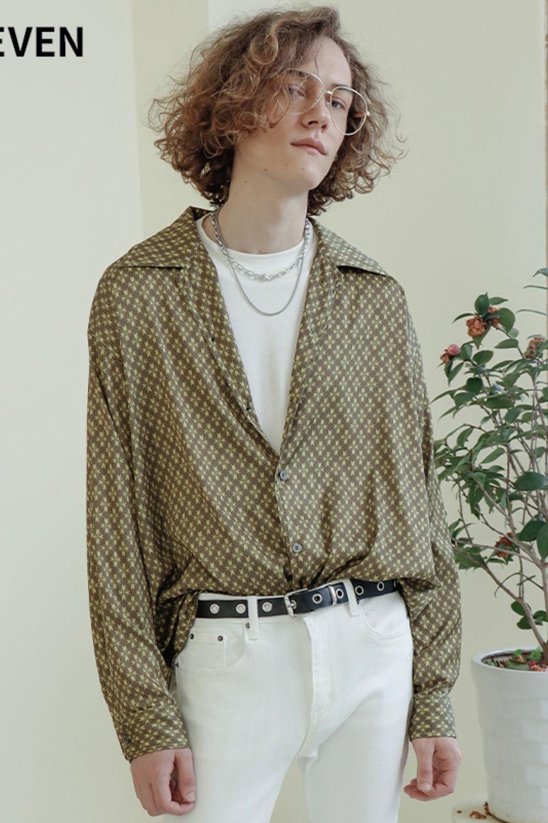 Mix7 Avocado Green Diamond Cuban L/S Shirt
