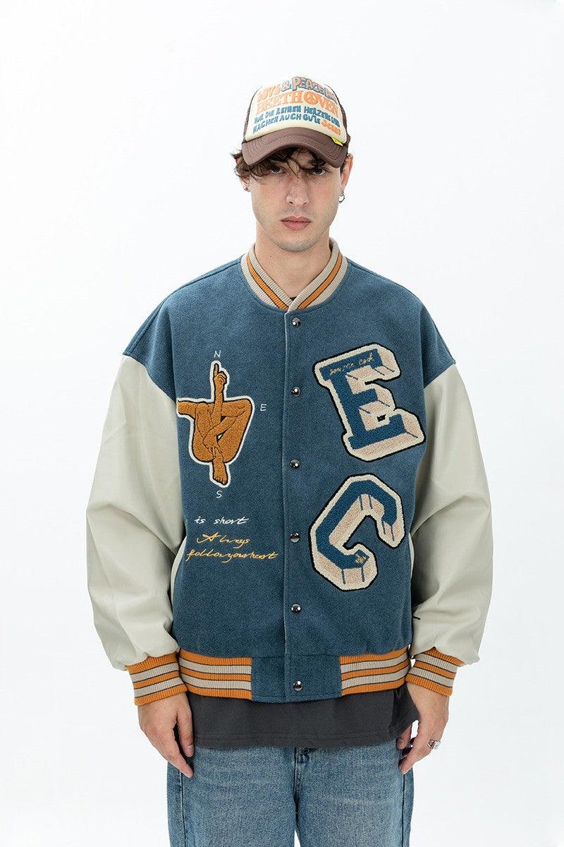 Error Code Embroidered Logo Varsity Jacket