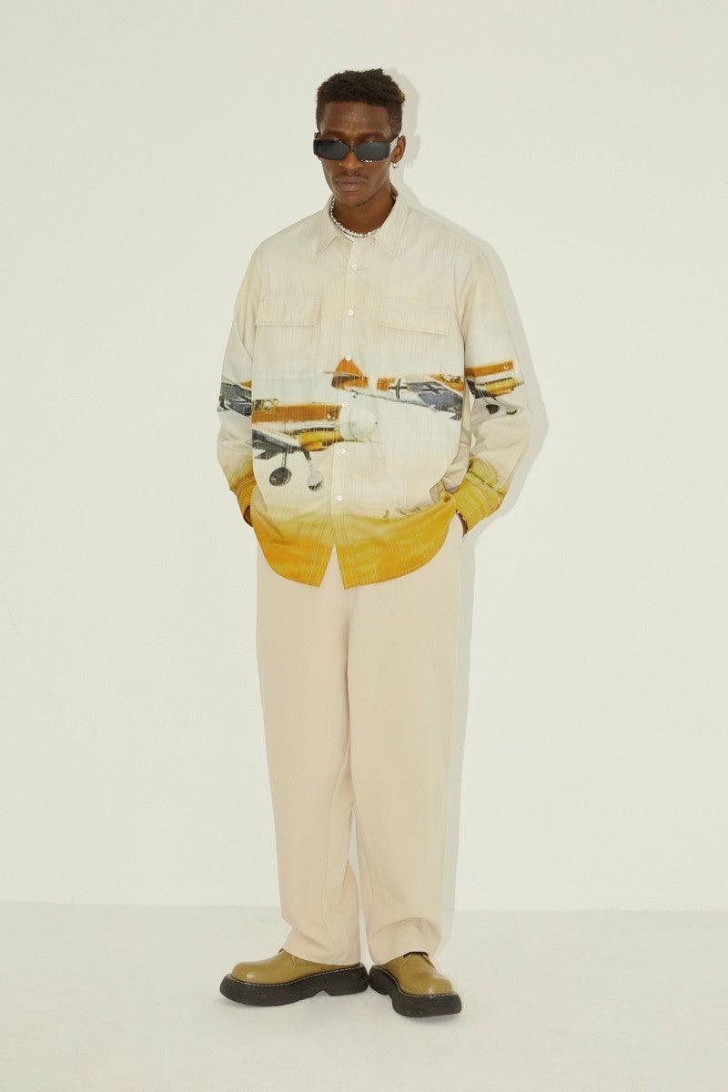 Empty Reference Airplane Landscape Print Shirt