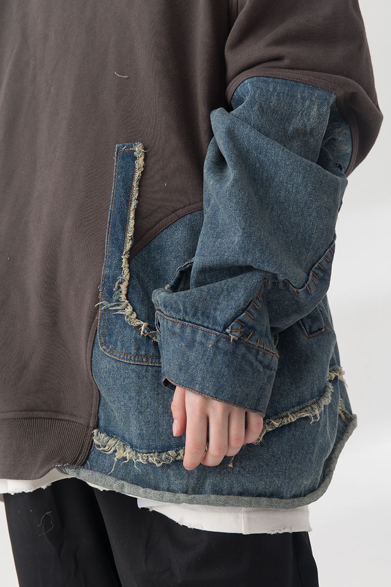 THINGY Stitched Jeans Washed Sweater