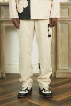 Empty Reference Flower Corduroy Straight Trousers