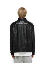 Old Order Crocodile Pattern PU Leather Jacket