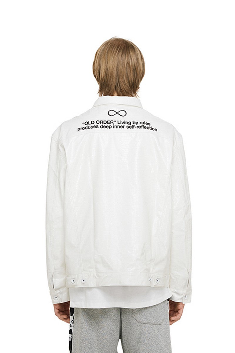 Old Order Crocodile Pattern PU Leather Jacket