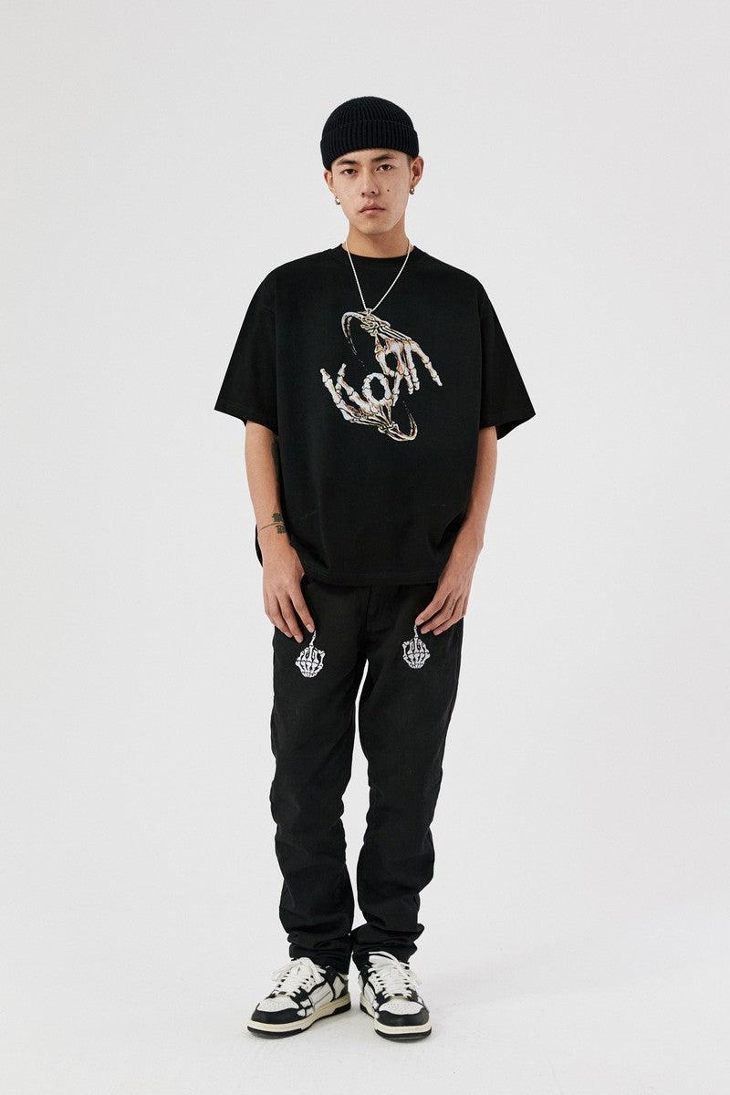 Antidote Skeleton Hands Embroidered Slim Trousers