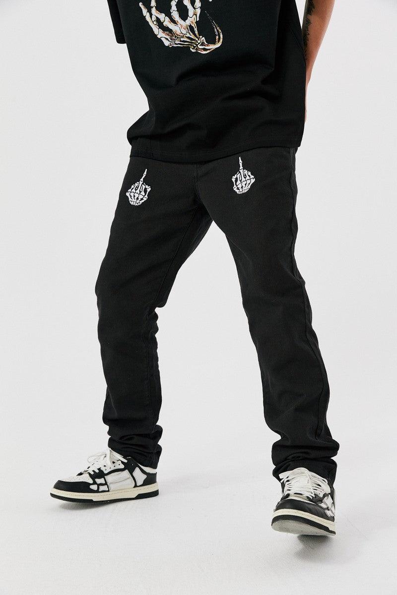 Antidote Skeleton Hands Embroidered Slim Trousers