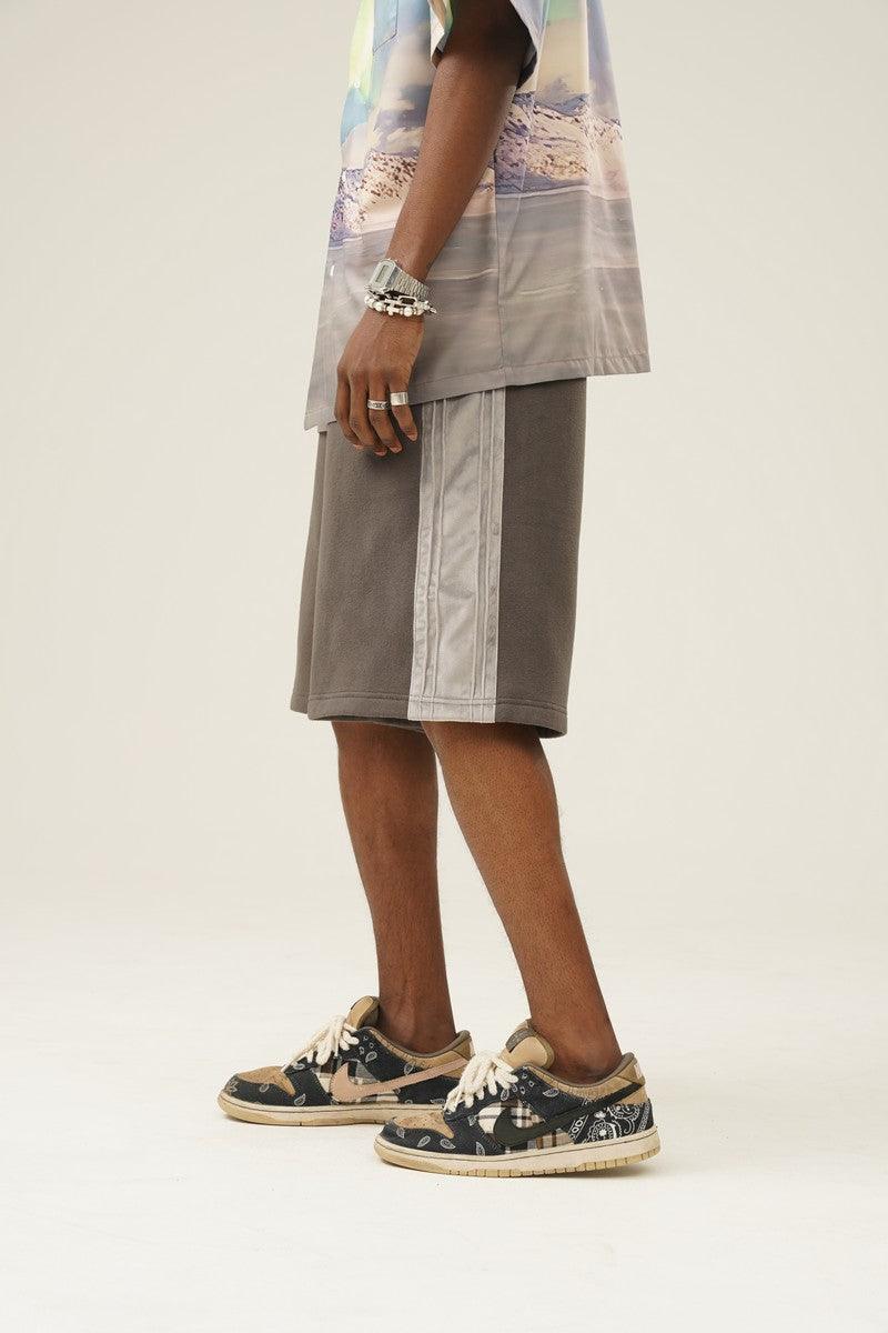 Empty Reference Stitched Velvet Casual Shorts