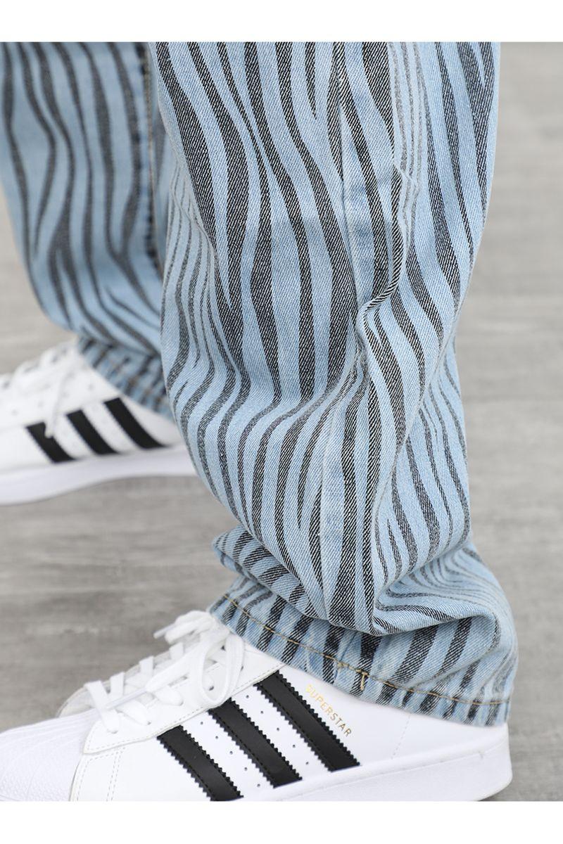 CZ Zebra Pattern Straight Jeans