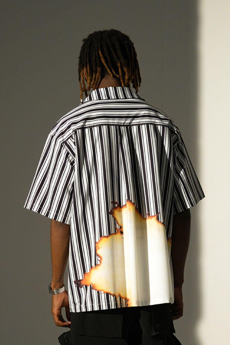Empty Reference Burning Striped Cuban Shirt