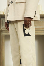 Empty Reference Flower Corduroy Straight Trousers