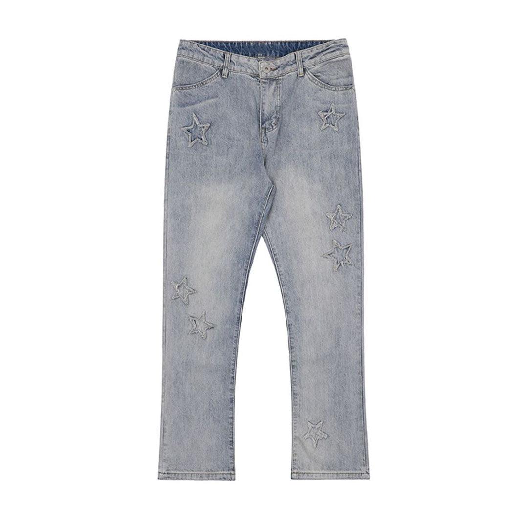 CZ Stars Patches Flared Jeans - UK Only