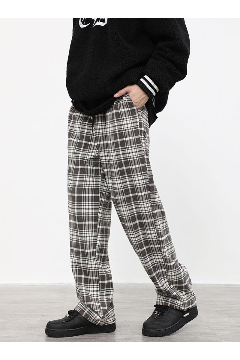 CZ Plaid Loose Straight Trousers