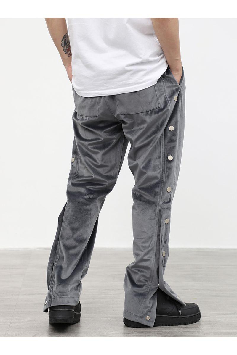 CZ Suede Buttons Straight Trousers