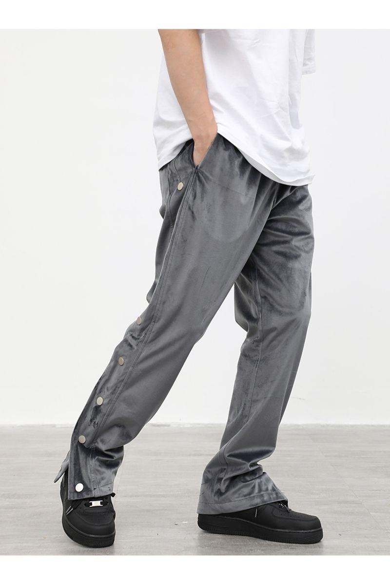 CZ Suede Buttons Straight Trousers