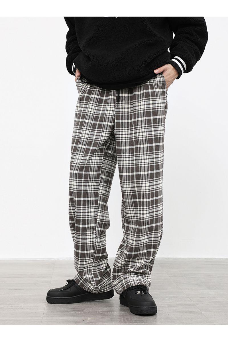 CZ Plaid Loose Straight Trousers