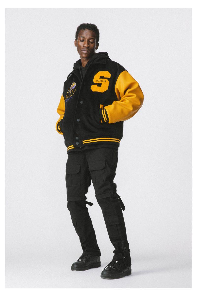 ANT Yellow Woolen Embroidered Varsity Jacket