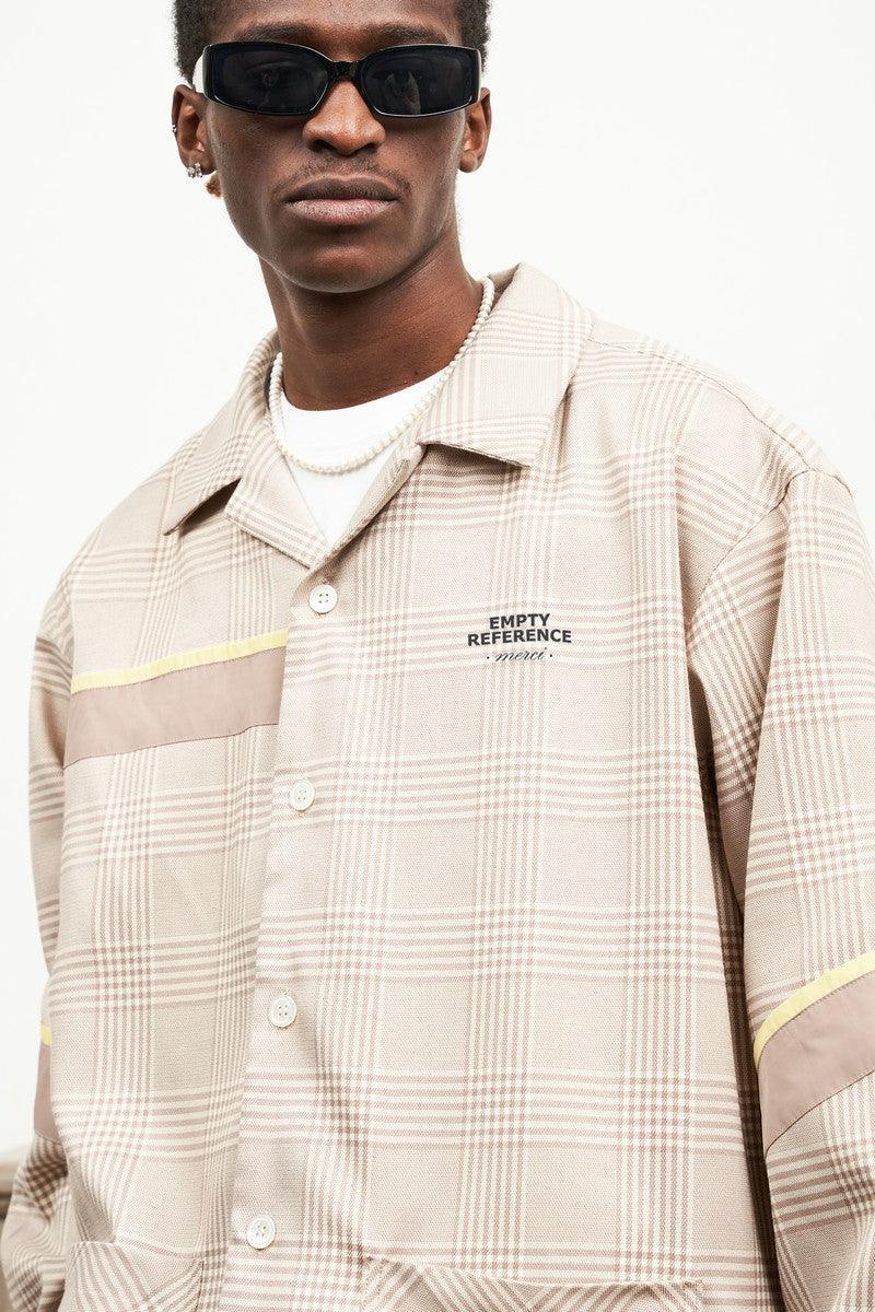 Empty Reference Plaid Khaki L/S Cuban Shirt