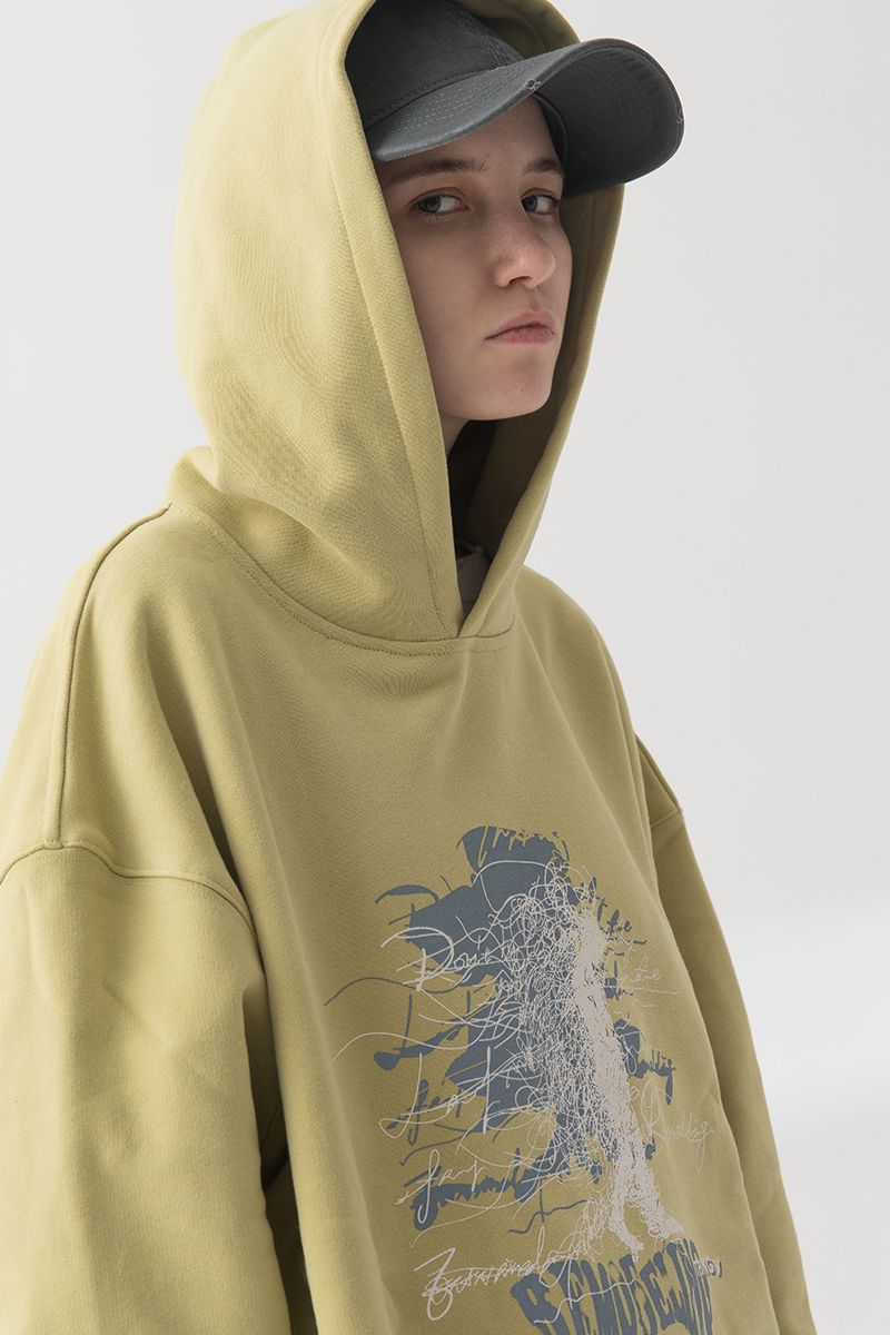 THINGY Graffiti Washed Lemon Hoodie