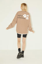 Empty Reference Camel Flower Print Sweater