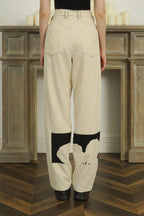 Empty Reference Flower Corduroy Straight Trousers