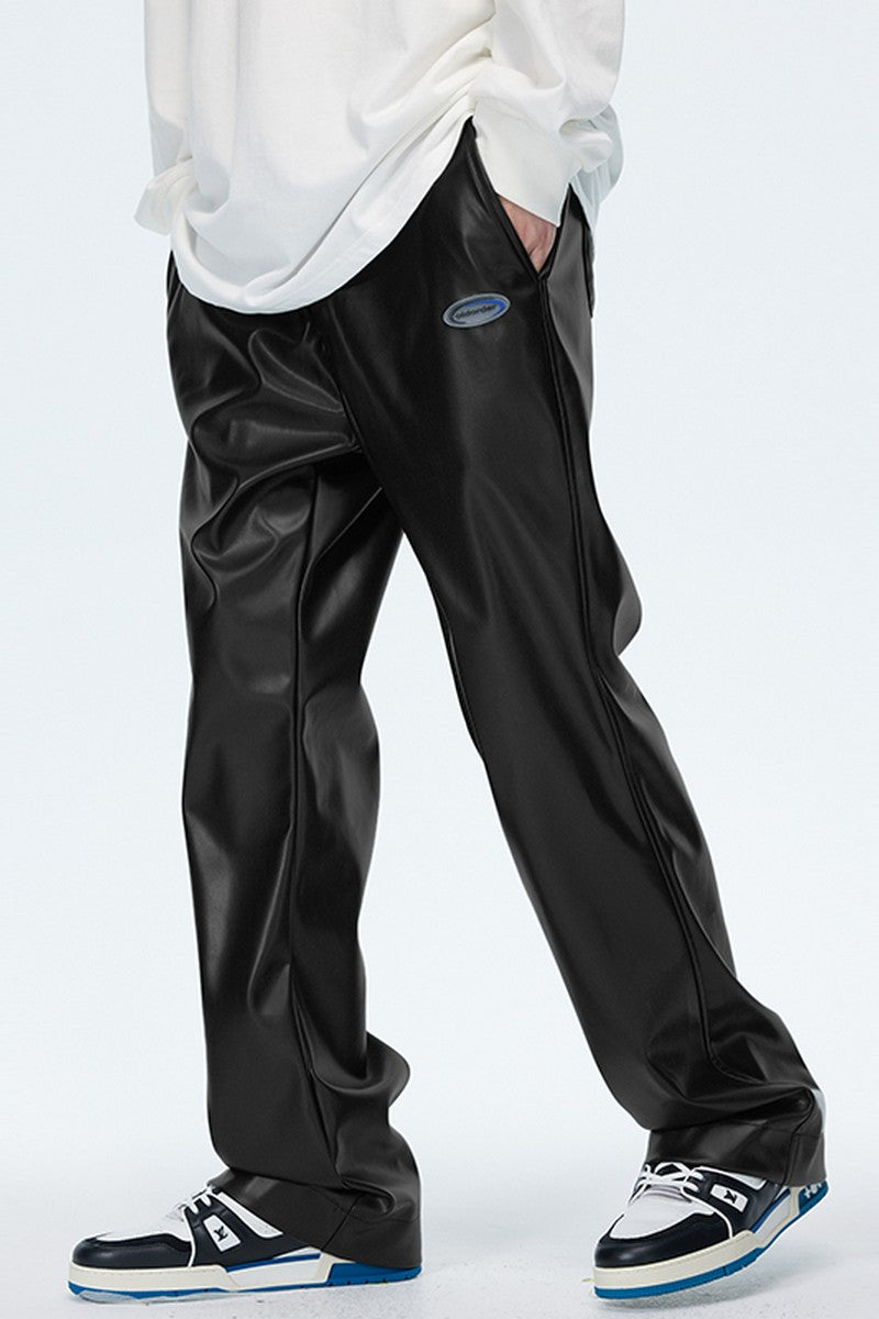 OO PU Leather Flared Trousers