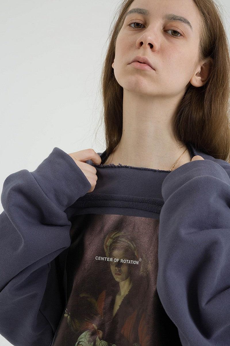 Center of Rotation Distressed Painting Sweater