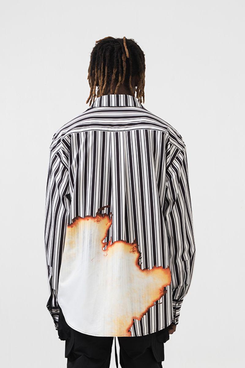 Empty Reference Burning Striped L/S Shirt