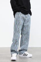 CZ Zebra Pattern Straight Jeans