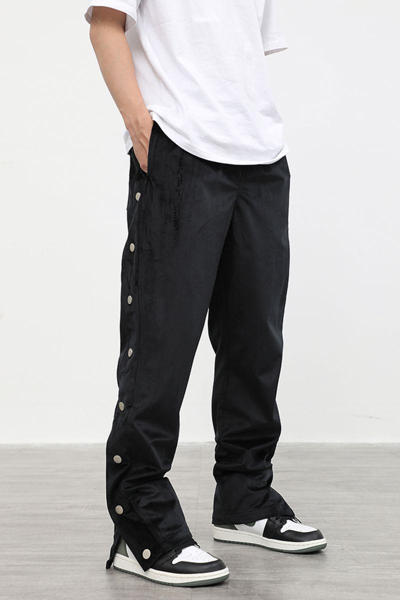 CZ Suede Buttons Straight Trousers