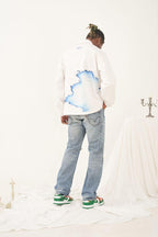 Empty Reference White Flame Printed Coach Jacket