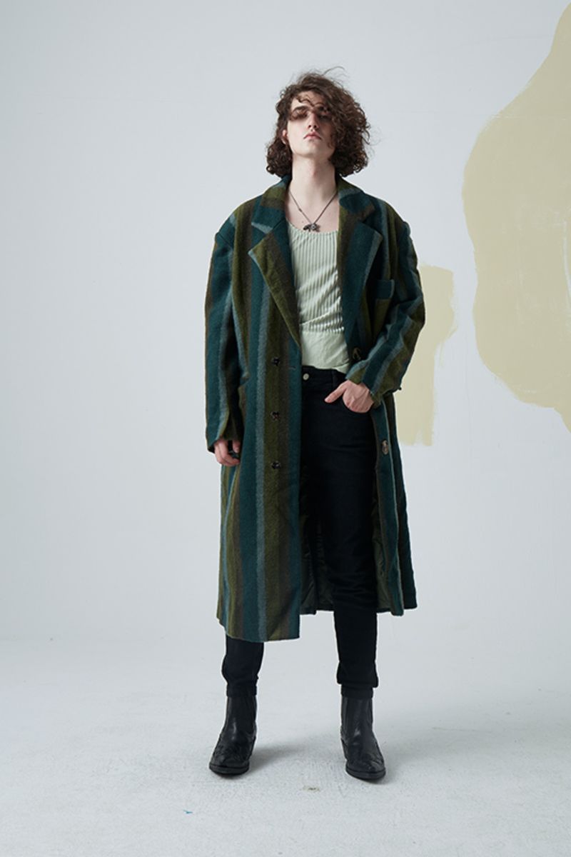 Mix7 Striped Woolen Coat