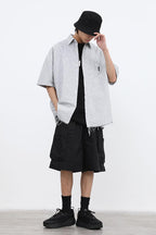 CZ Ripped Striped Button Up Shirt
