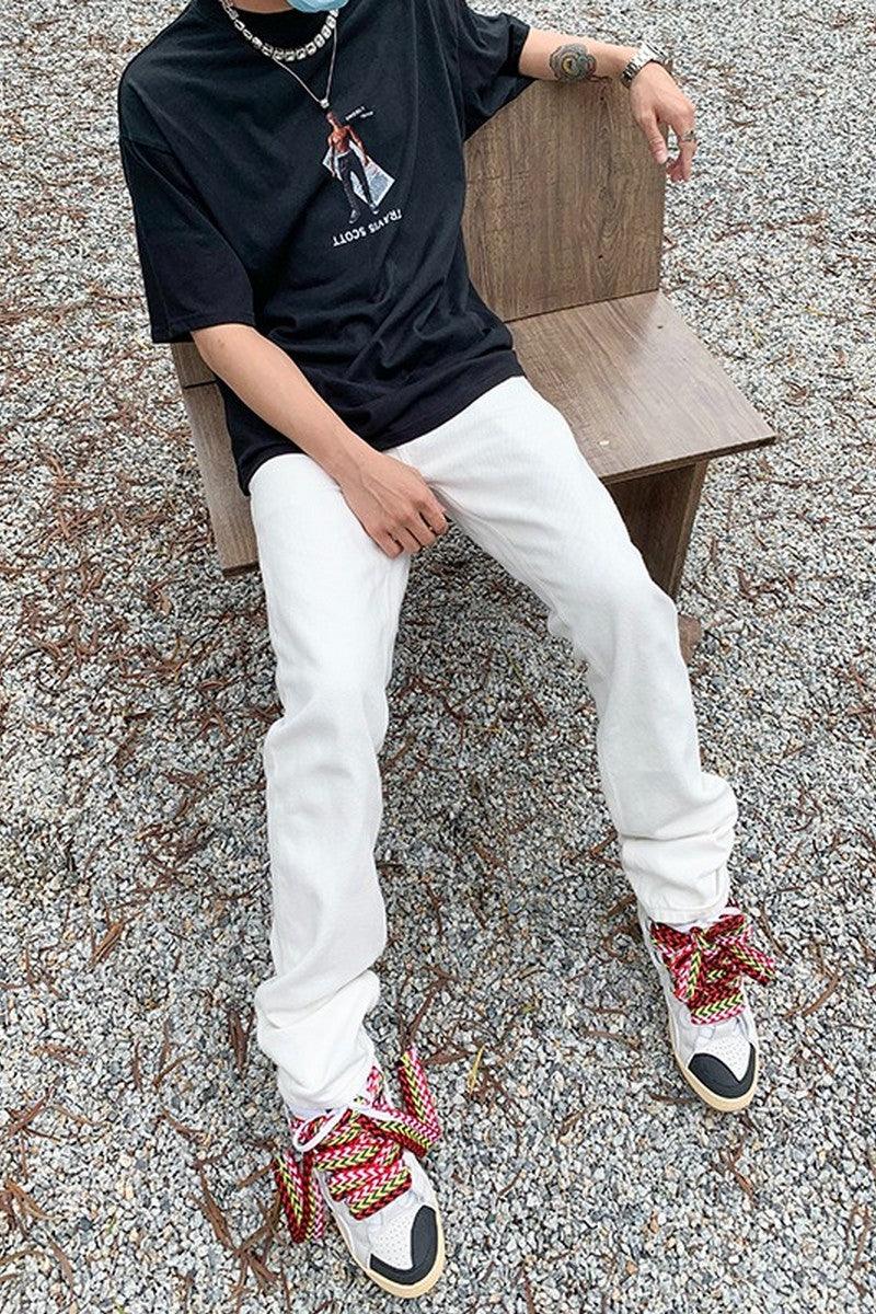 CZ White Straight Jeans