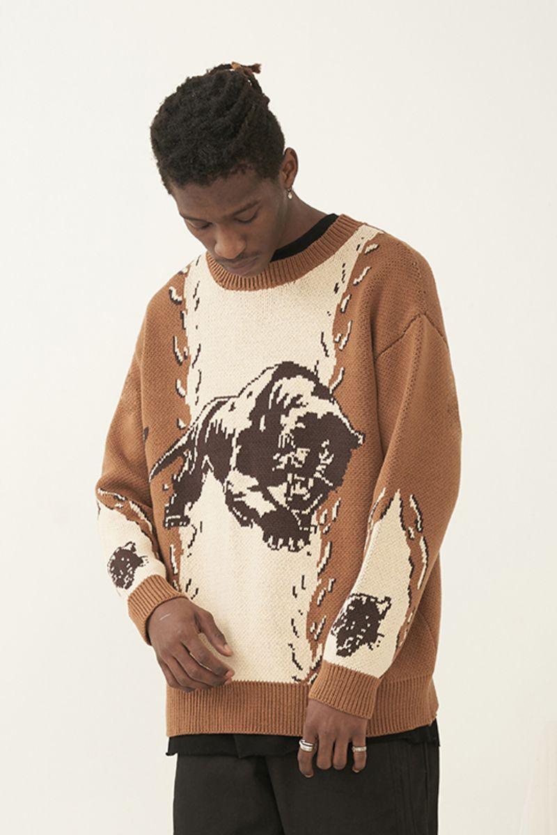 Empty Reference Panther Stitched Knit Sweater