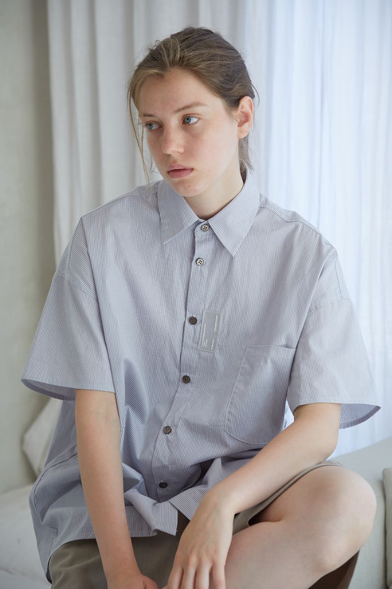 THINGY Logo Striped Button Up Shirt