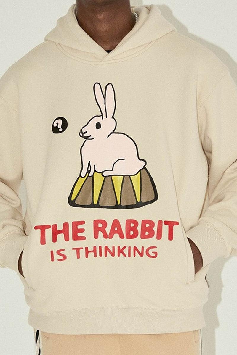 Empty Reference Thinking Rabbit Print Hoodie