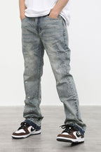 CZ Washed Straight Flared Jeans