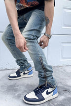 CZ Retro Washed Zipper Jeans
