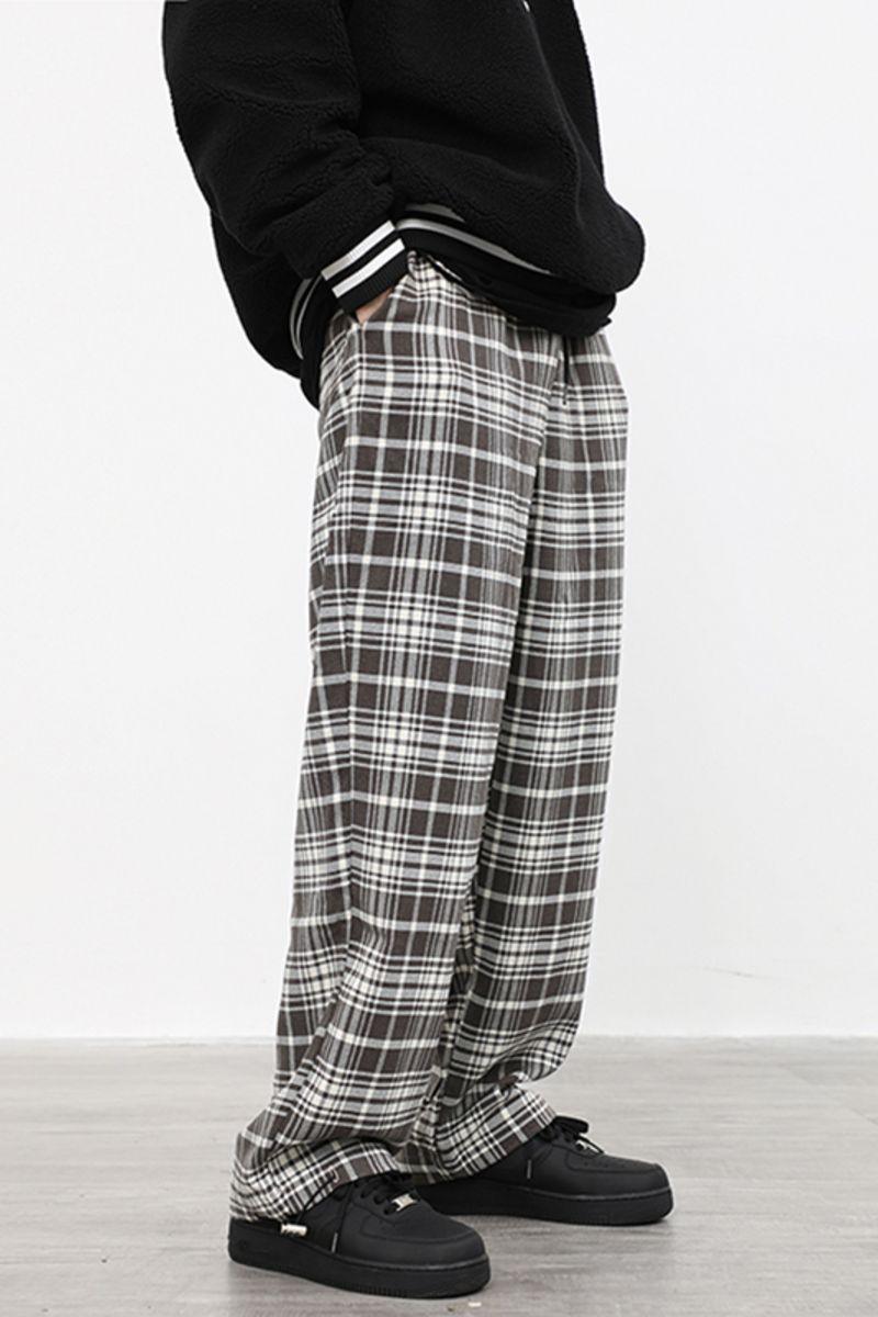 CZ Plaid Loose Straight Trousers