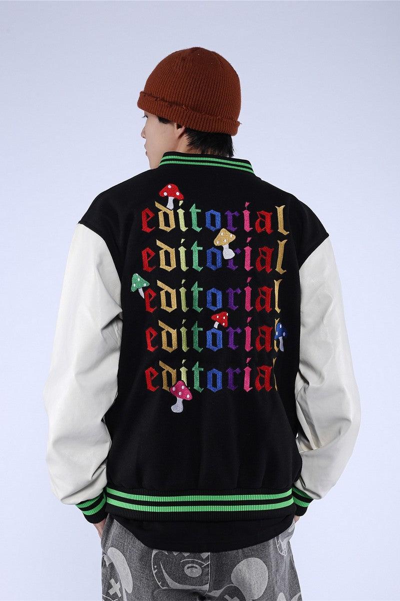 CZ Mushroom Embroidered Varsity Jacket