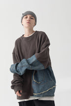 THINGY Stitched Jeans Washed Sweater